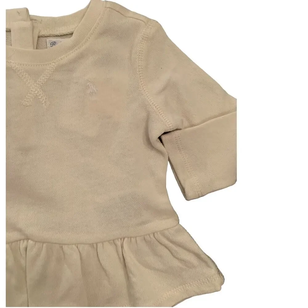 NWT! Ralph Lauren Long Sleeve Cream Shirt with Ruffle. Size 6m. *READ*